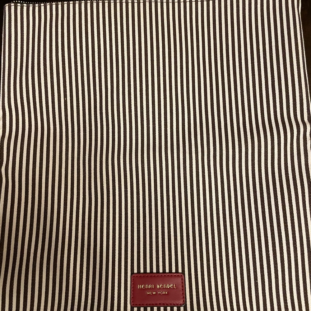 Henri Bendel Striped Canvas Foldover Clutch